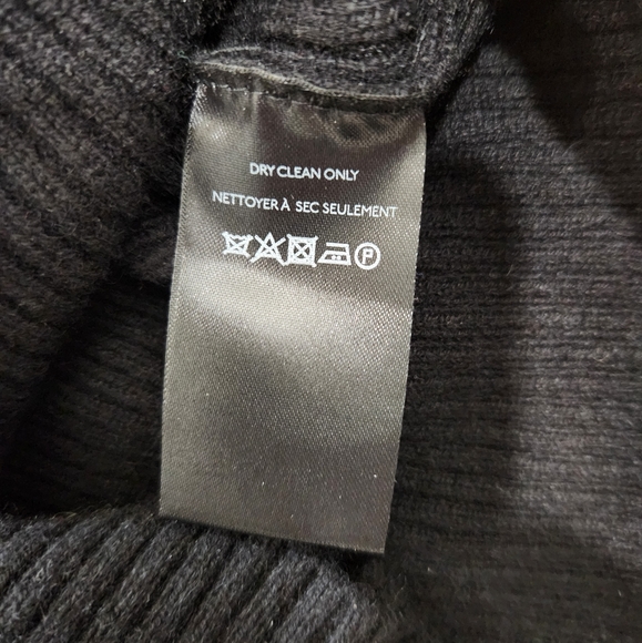 Wide Neck Ribbed Black Cashmere Crop Sweater, Size M, Anthropologie - Picture 6 of 8